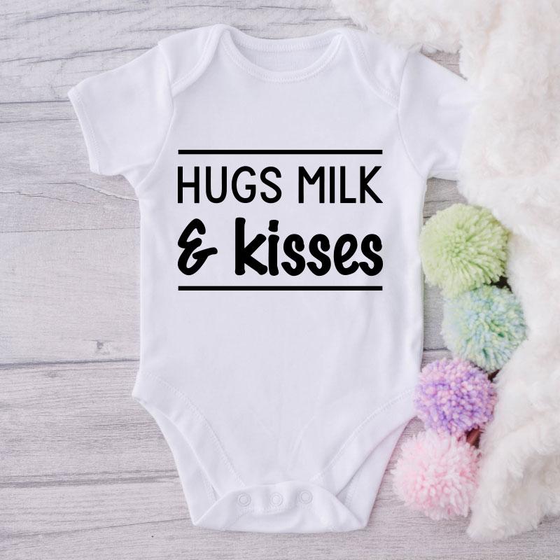 Hugs Milk & Kisses-Onesie-Best Gift For Babies-Adorable Baby Clothes-Clothes For Baby-Best Gift For Papa-Best Gift For Mama-Cute Onesie NW0112 0-3 Months Official ONESIE Merch