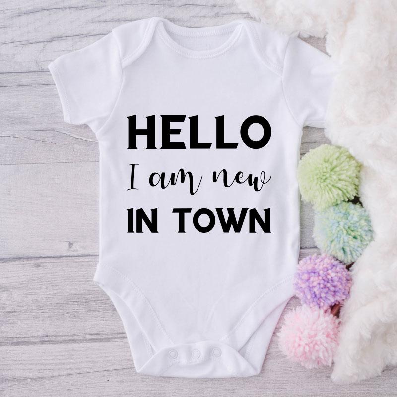Hello I Am New In Town-Onesie-Best Gift For Babies-Adorable Baby Clothes-Clothes For Baby-Best Gift For Papa-Best Gift For Mama-Cute Onesie NW0112 0-3 Months Official ONESIE Merch