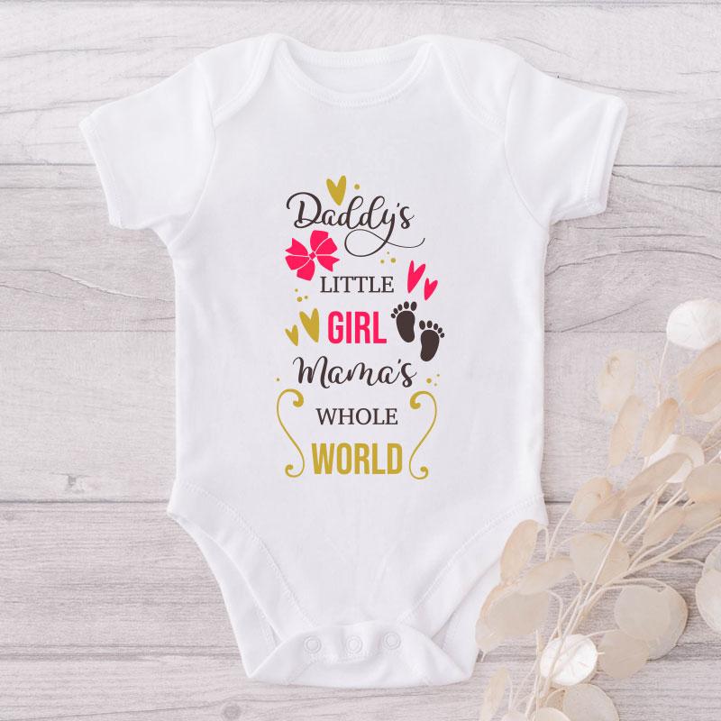 Daddy's Little Girl Mama's Whole World-Onesie-Best Gift For Babies-Adorable Baby Clothes-Clothes For Baby-Best Gift For Papa-Best Gift For Mama-Cute Onesie NW0112 0-3 Months Official ONESIE Merch
