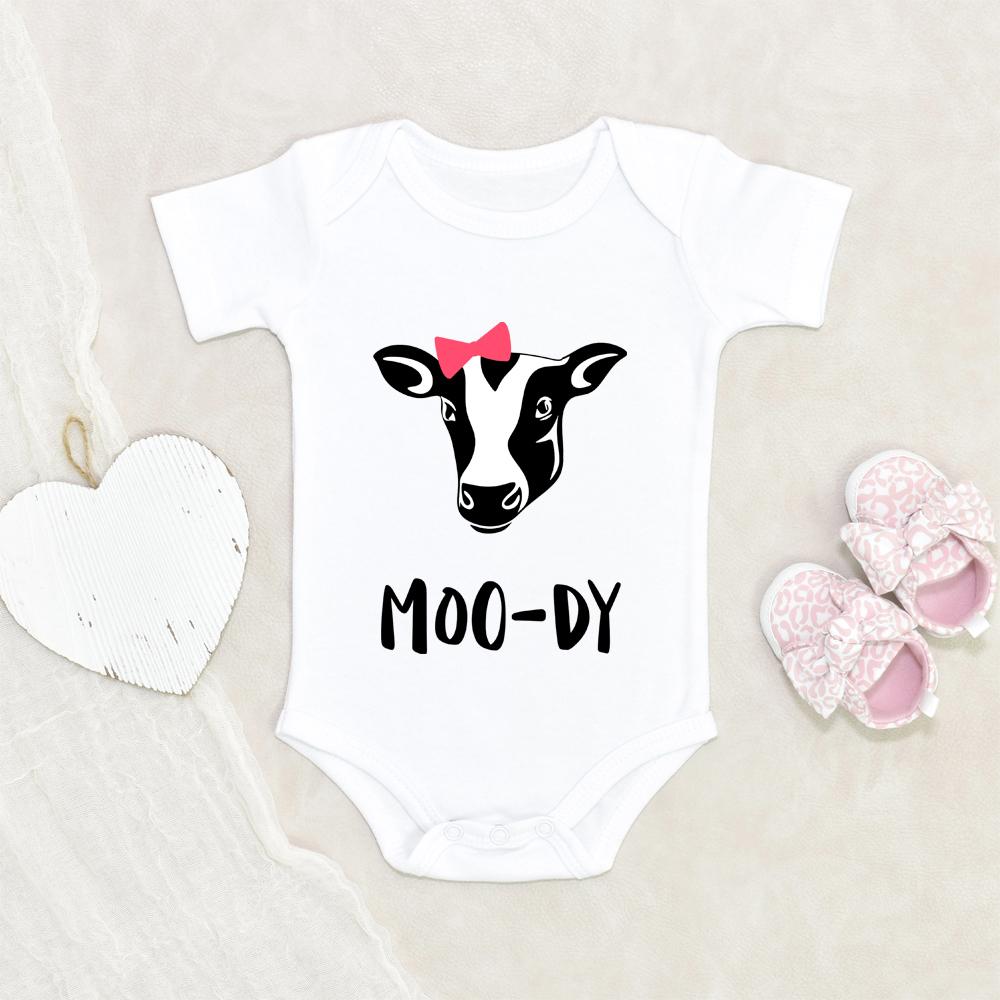 Cute Cow Onesie - "Mood-Dy" - Cow Clothes - Cute Onesie - Funny Onesie - Country Baby Onesie - Farm Baby Onesie NW0112 0-3 Months Official ONESIE Merch