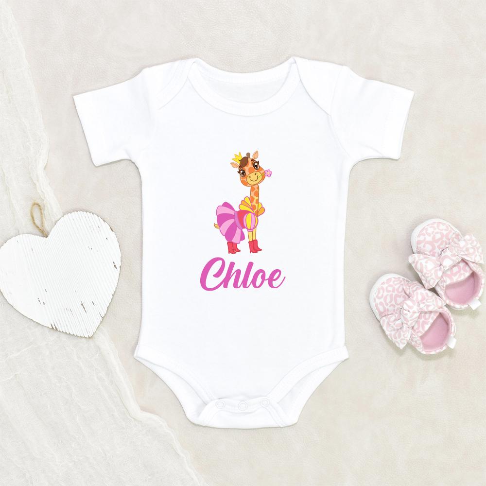 Baby Girl Onesie - Giraffe Baby Onesie - Personalized Girl Name Baby Onesie - Animal Baby Onesie - Giraffe Baby Clothes NW0112 0-3 Months Official ONESIE Merch