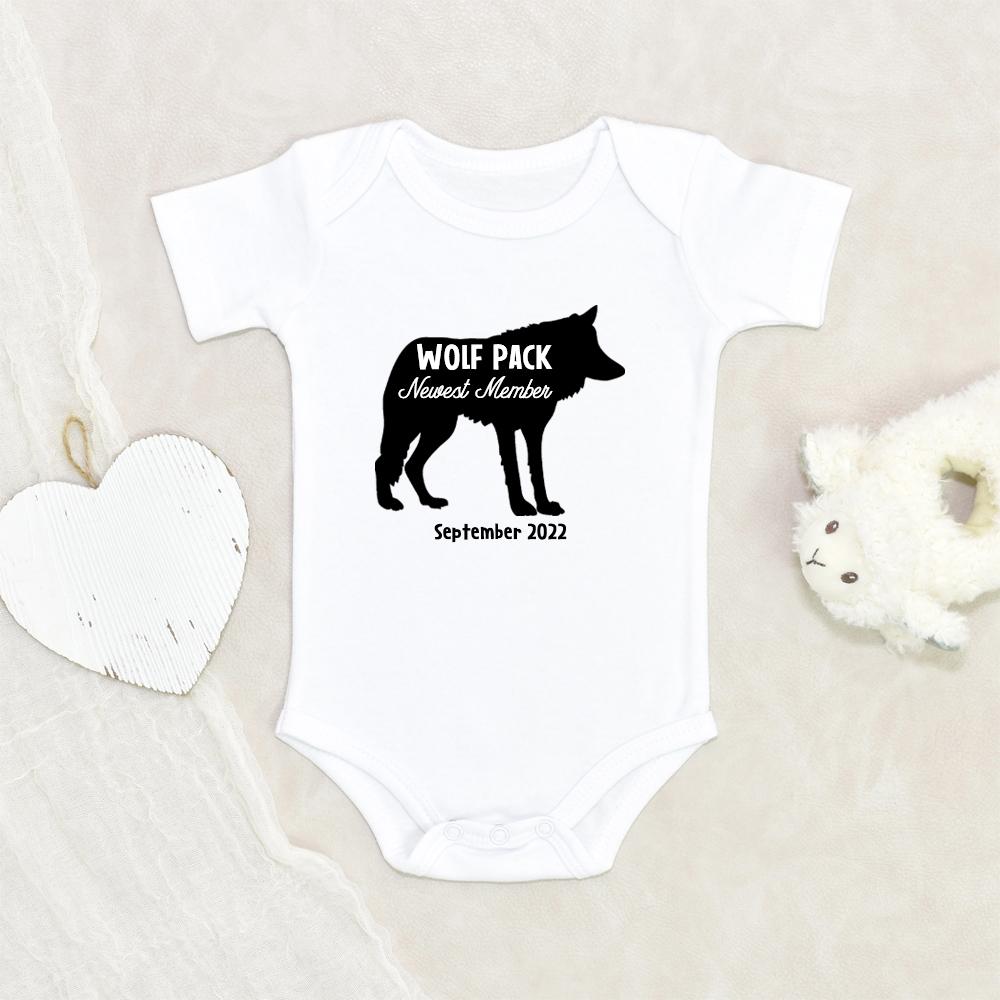 Cute Baby Clothes - Wolf Baby Clothes - Newest Member Onesie - New To The Pack Onesie - New Baby Onesie NW0112 0-3 Months Official ONESIE Merch