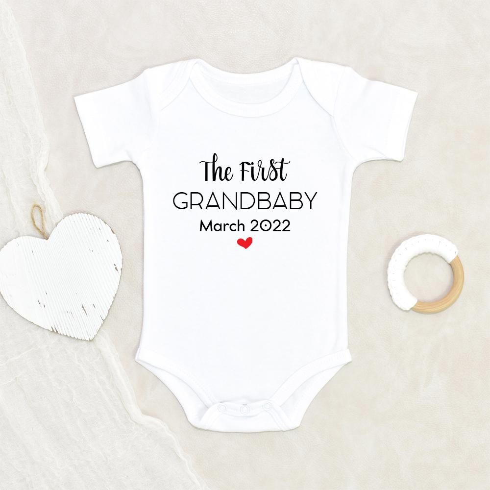 Baby Announcement Onesie - Custom Baby Clothes - The First Grandbaby Onesie - Personalized Baby Onesie - Grandparents Announcement Onesie NW0112 0-3 Months Official ONESIE Merch