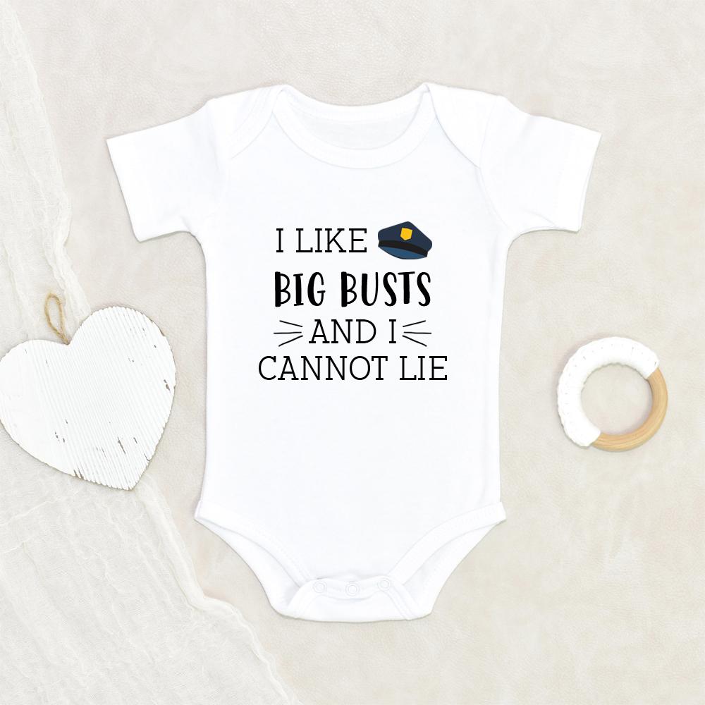 Law Enforcement Baby Onesie - Police Baby Reveal Onesie - I like Big Busts And I Cannot Lie Baby Onesie - Newborn Baby Clothes - Police Baby Onesie NW0112 0-3 Months Official ONESIE Merch