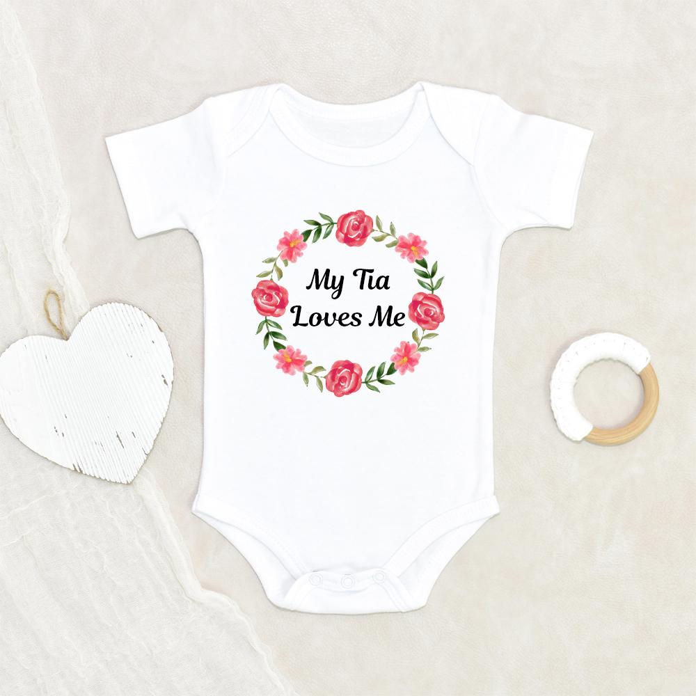 Boho Baby Onesie - Tia Onesie - My Tia Loves Me Baby Onesie - Floral Wreath Baby Onesie - New Tia Baby Onesie NW0112 0-3 Months Official ONESIE Merch