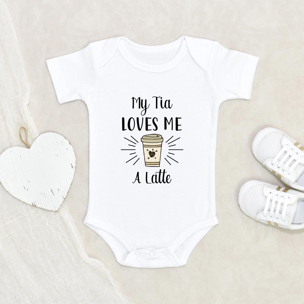 Coffee Baby Onesie - Tia Baby Onesie - My Tia Loves Me A Latte Baby Onesie - Latte Baby Onesie - Tia Baby Clothes NW0112 0-3 Months Official ONESIE Merch