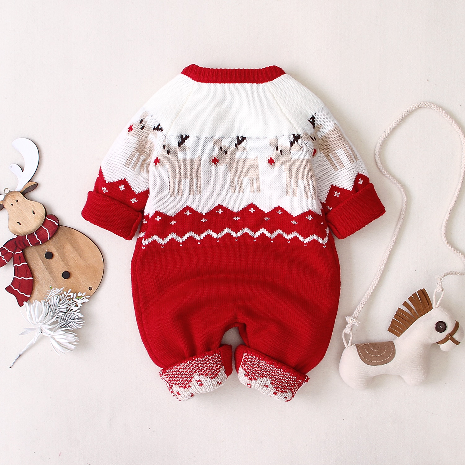 2020 Baby Boys Girls Sweater Christmas Clothes Romper Reindeer Long Sleeve Elk Printed Jumpsuit New Year 2 1 - Christmas Onesie Merch