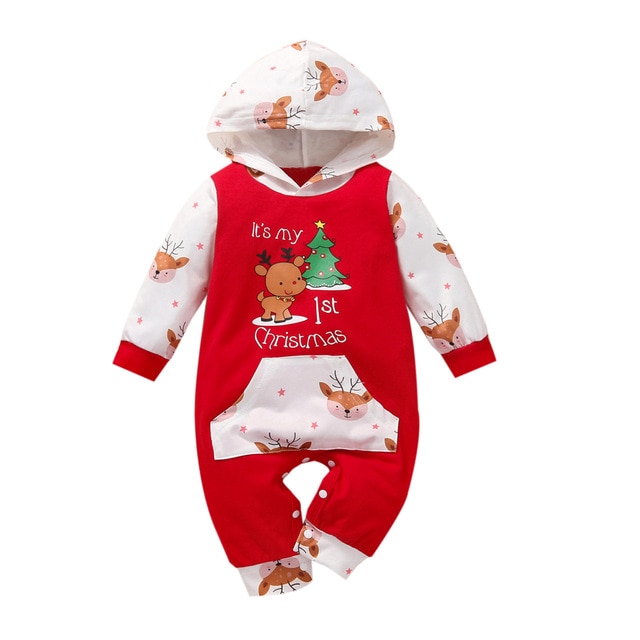 Newborn Baby Christmas Hooded Jumpsuit Boys Girls Bodysuits Outfits Costume Babany bebe Infant Xmas Playsuit Hoodies 1.jpg 640x640 1 - Christmas Onesie