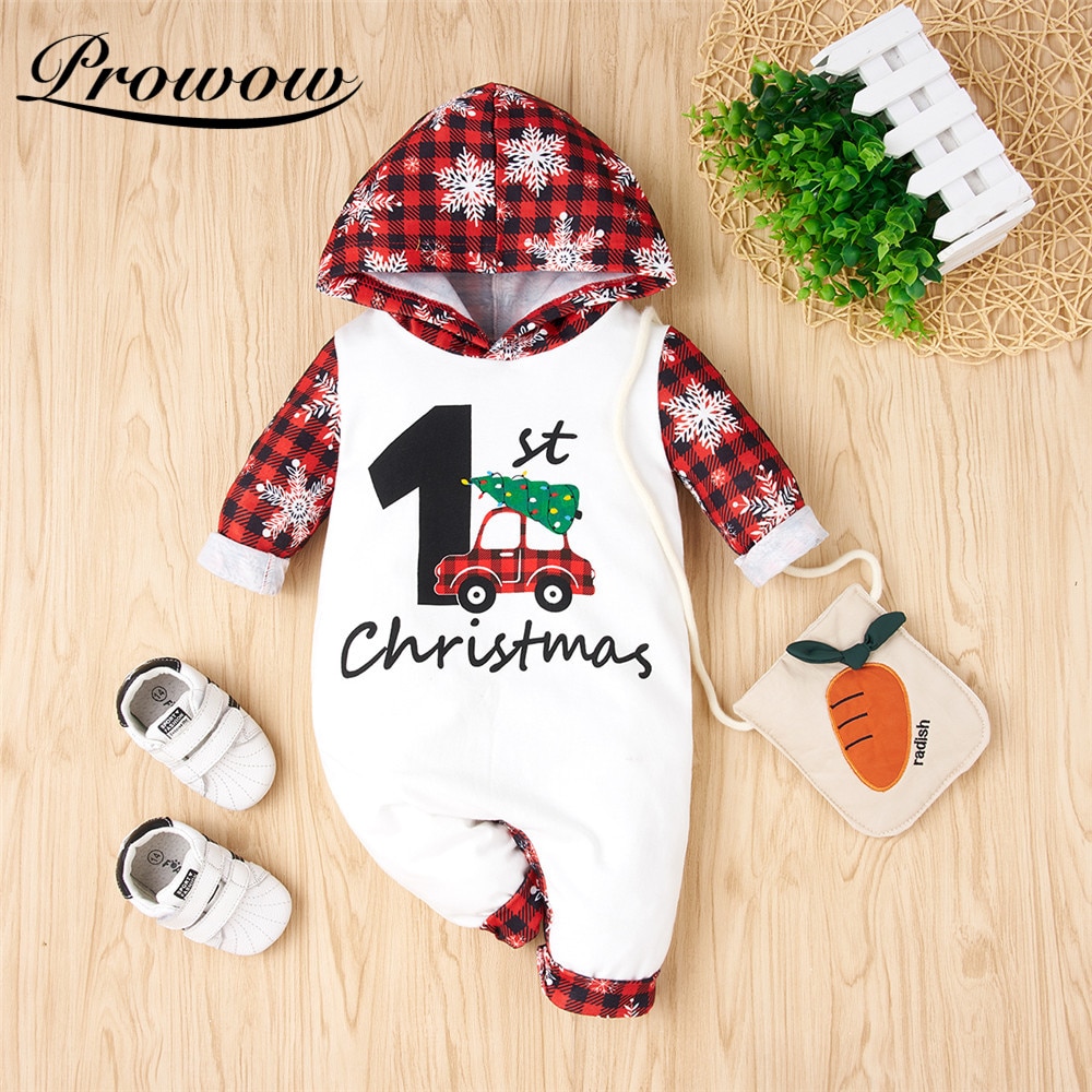 Prowow My First Christmas Clothes For Baby Girls Overalls Festival Newborn Jumpsuits Patchwork Kids Baby Girls 6 - Christmas Onesie Merch